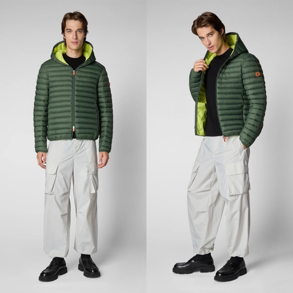 NWT Save the Duck Hooded Packable Puffer Jacket - Men’s Medium - Hunter Green